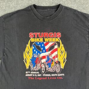 Sturgis Bike Week T-Shirt Mens Size L Black 2007 Biker Rally Vintage Graphic Tee